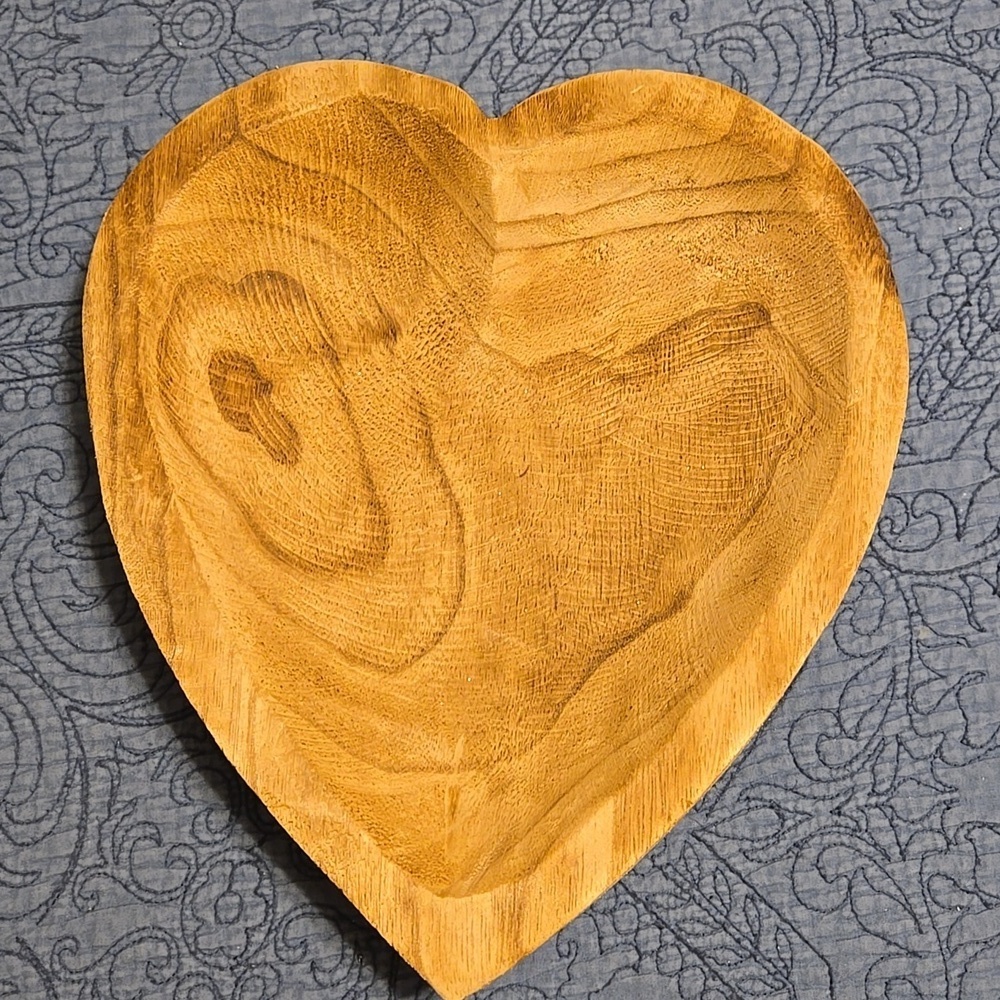 Wooden Heart Shaped Bowl